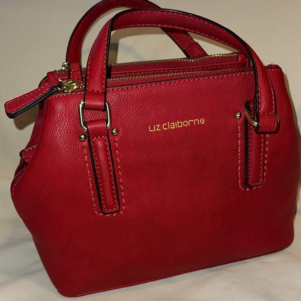 Liz Claiborne Bold Red Satchel with shoulder Strap